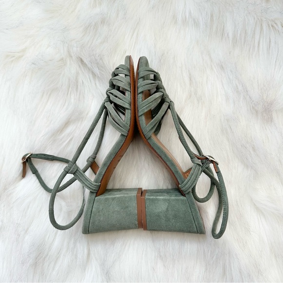 Sezane Gloria Heeled Sandals in Khaki Green Suede Size 38 (7.5 US) - Picture 3 of 7